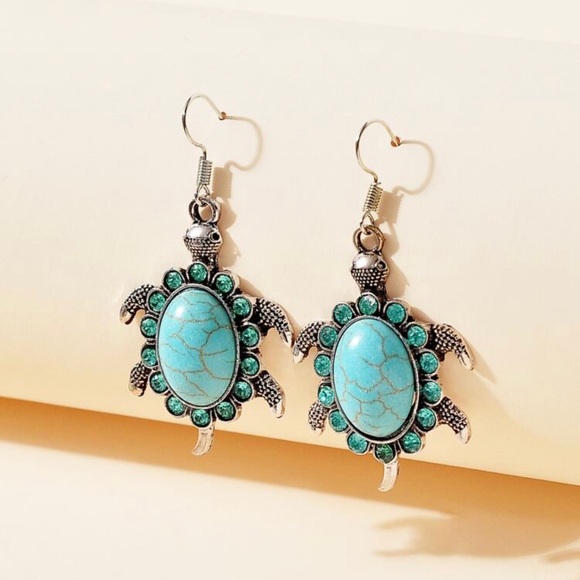 ❤️Turtle Rhinestone Drop Earrings - Picture 2 of 5